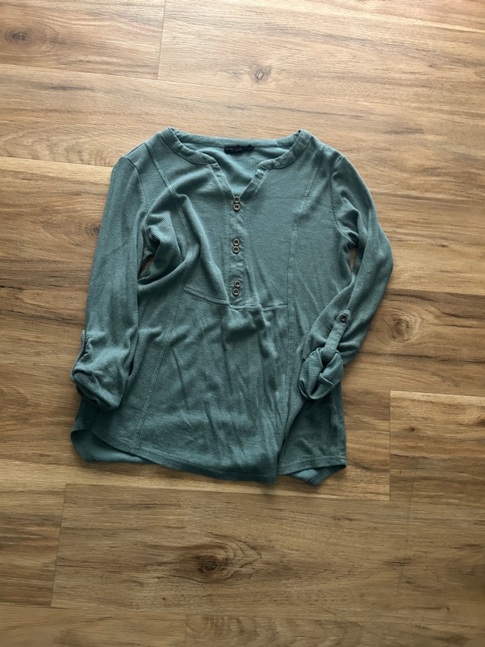 Madewell Teal Button-Front Long-Sleeve Henley